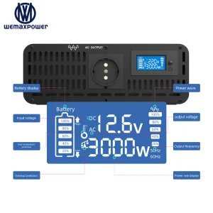 High Quality 60hz 50hz 24vdc to 220vac 3kw Pure Sine Wave