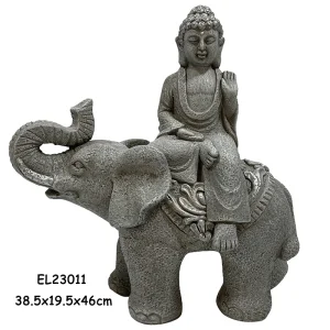 Wholesale Fiber Clay MGO Buddha with Elephant Statues