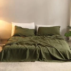 Customized Luxury Pure Linen Bedding Set Natural Color Bed Sheet Set