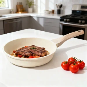Ceramic White Marble Non-Stick Classic Design Kitchen Ware Casserole Cooking Cookware Set