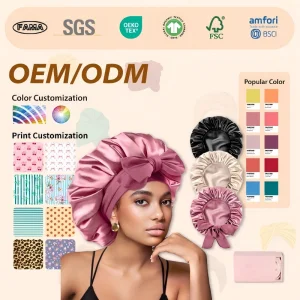 Wholesale Various Styles 6a 100% Pure Mulberry Silk Bonnet Custom Logo Adjustable Girls Silk Hair Bonnet Set For Sleeping