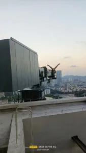 Facade Access Building Maintenance Unit System with Gondola and Counter Weight Type