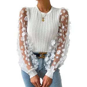 Summer Fashion Elegant Long Sleeve Casual Blouse Tops Custom Women Ladies Blouses