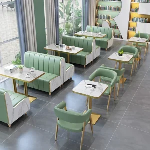 Custom Pizza Bakery Coffee Tea Shop Commercial Hospitality Fast Food Furniture Table and Chair Set Booth Sofa for Restaurants