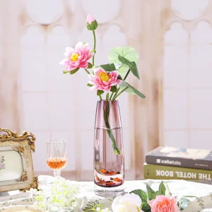 High Quality Hand-Blown Glass Vase Red Green Dining Table Crafts Decoration Transparent for Hydroponic Flower Art Deco Modern