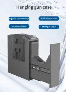 Biometric Slider Handgun Gun Safe for Nightstand, Desk, Bed Side, Truck - Auto Sliding Door Fingerprint Hand Gun Safe Box