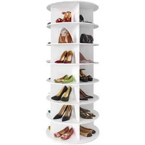Smart Intelligent Full-Height 360 Degree Rotating DIY Wood Shoe Rack Cabinet Mirror Door Modern Home Furniture for Hallway