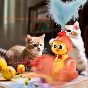 Brinquedo de Gato de Plástico Ecológico para Combater o Tédio, Bola de Quebra-Cabeça Interativa e Engraçada com 2 Cat-Tease para Gatos de Interior, Brinquedo Interativo para Animais de Estimação