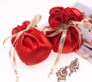 Fabric Drawstring Gift Bag Soft Satin Gift Pouch