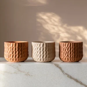 Cheap Neutral-toned textured ceramic plant pot, ideal for home decoration VDLK4464 Manufacturer, Manufacturers