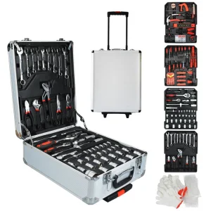 Professional Mechanic Tool Set 499-Piece Aluminium Trolley Case 186PCS Hand Tools &amp; Sockets Carbon Steel Household Tool Set