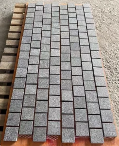 Natural stone flamed black basalt G684 Mesh Backed Cobblestone Pavers for exterior/outdoor Garden/Landscape/Square