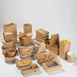 Envases de comida rápida para llevar, caja de ensalada, restaurante, papel kraft reciclado desechable, cajas de almuerzo marrones con tapa