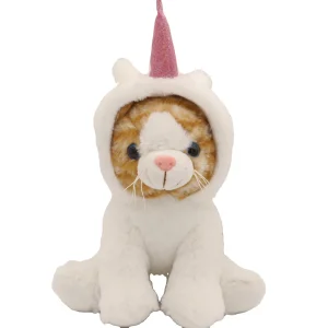Kawaii Style New Soft Companions Cat with Unicorn Hat Plush Stuffed Animal Doll Adorable Kids Holiday Gifts