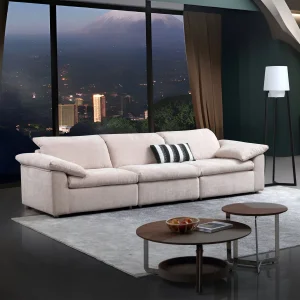 Conjunto de Sofá de Lazer para Sala de Estar da Fábrica de Móveis de Foshan, Sofá Cama com Estrutura de Madeira Sólida, Recheio de Espuma, Pluma de Látex e Partículas, Tecido de Veludo Chenille e Algodão