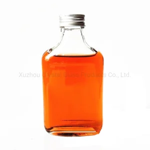 Mini Flask 250ml 350ml Flat Glass Bottle for Liquor Spirit Alcohol Packaging