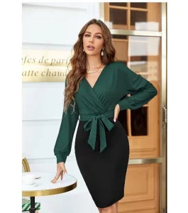 Vestido de noite elegante de manga longa para festas