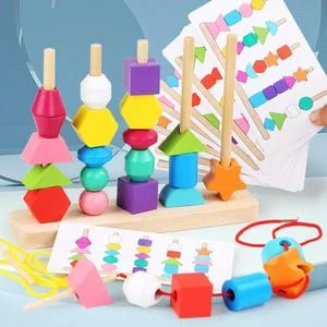 CPC CE EN71 Wooden Shape Sorter Safe Hand Eye Coordination Training Color Recognition Stacking Sorting Toy