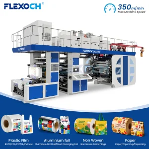 High Speed CI Roll To Roll Flexographic Printing Machine 6 Color Central Drum Flexo Press For Plastic Packaging Film