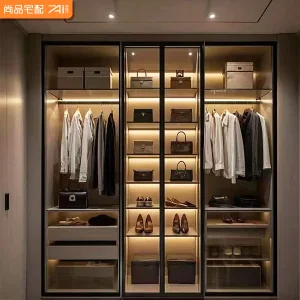 Luxury Contemporary Metal Glass Wardrobe