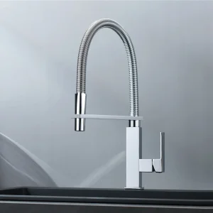 Pull-Down 360 Degree Rotating Stretchable Square Mixer Kitchen Sink Faucets with Sprayer