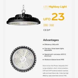 5 Years Warranty 160lm/w 5000K Warehouse Workshop 0-10V Dimming 150W UFO LED High Bay Light