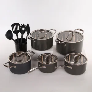 High Quality Kitchen Supplie Hard Anodized Cookware Set Nonstick Pot and Pan Set