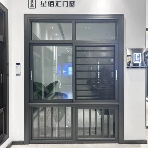 Ventanas de vidrio deslizantes verticales de aluminio negro americano con mosquitera