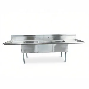 Heavy Duty XIANGYING Industrial Kitchen Three-Compartment Brushed Stainless Steel Utility Sink