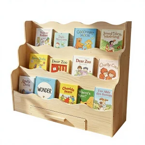 FIKSG 3-Tier Montessori Scalloped Kids Bookshelf