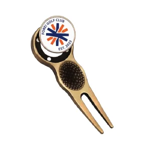 Factory Wholesale Zinc Alloy Golf Divot Tool Pitch Forks Golf Divot Repair Tools Blank Metal Ball Marker OEM logo