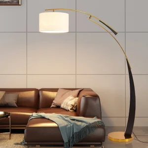 Wholesale Custom Fabric Marble Arcuation Golden Floor Lamp Standing Standard Luxury Floor Lamps for Living Room and Dining Room