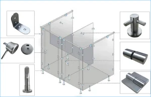 304 Stainless Steel Toilet Partition Hardware Bathroom Cubicle Accessories Set Fittings