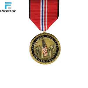 Manufacture World War Commemorative Gold Medal Souvenir Medals with Ribbon