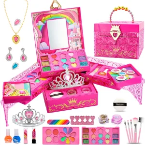 Beautiful Crystal Cosmetic Case Pretend Play Girls Washable Kid Makeup Toys Kit Beauty Fashion Toys Makeup Box for Children