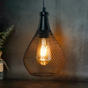 Industrial Style Hanging Battery Pendant Lamp Metal Mesh Outdoor Lamp With Timing Function