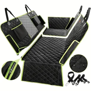 100% Waterproof Non-Slip 6-in-1 Dog Car Seat Cover Upgraded Oxford Protector for Car Back Seat Window Mesh Nonslip Design