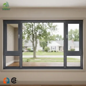 Ventana de casement de aluminio con ruptura térmica, ventana de impacto huracanado con doble acristalamiento Low-E y vidrio a prueba de sonido
