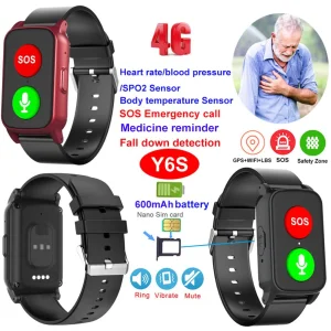 China manufacture 4G IP67 waterproof smart watch GPS tracker device with HR BP SPO2 fall down detection Y6S