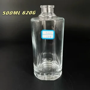 Short Neck Flat Shoulder Round Shape 500ml Glass Wine Bottle