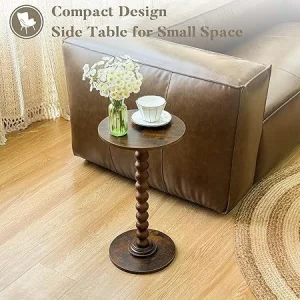 Round Bamboo Side Table Small Coffee End Table with Wood Legs for Bedroom Living Room Sofa Nordic Wholesale OEM