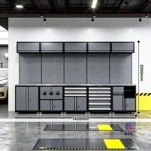 Flexible Combined Tool Station, Modular Steel Workbench with Overhead Cabinets for Professional Garage Project