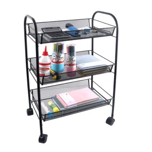 Foska 3-Layers Rolling Cart Metal Storage Tray Rack Trolley for Organization