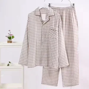 Pijama largo rayas algodón mujer