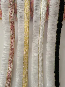 Wholesale Fashion Ribbon 4cm Width Stripe Tassel Embroidery Webbing for Garment