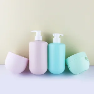 500ml/400ml/250g HDPE Wash and Care Set Plastic Bottle PP Shampoo Hair Mask Set Cosmetic Packaging