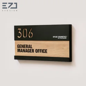 Interchangeable Wood&Metal Plate Office Name Changeable Office Door Sign Wayfinding Signage