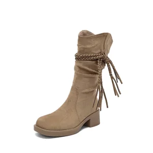 Discount Women's Custom Distressed Fringe Lace Cowboy Boots CE ROHS Mid-Calf Quotes, Companies