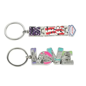 Wholesale Travelling Custom Logo Big Love Letter Metal Promotional Gift Keyring