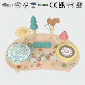 Interactive Wooden Music Station No Keyboard Tune Tides Feature Light Effect Multifunctional Early Education Toy for Children